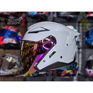 GSB Pearl White Fiberglass Open Face Helmet