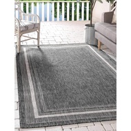 Great Buy Outdoor Border Collection Area Rug - Soft Border (9' X 12' Rectangle, Black/ Ivory