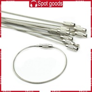 WIN 10Pcs Screw Locking Stainless Steel Wire Keychain for Key Ring Cable Outdoor Hik