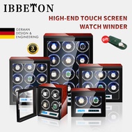 IBBETON Brand Automatic Watch Winder 3 4 6 9 12 Slots Mabuchi Mute Motor LCD Touch Screen And Led Light Wooden Piano Paint Watch Safe Box