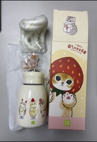 奈雪的茶貓咪草莓Mofusand保溫杯+吊飾+掛繩
