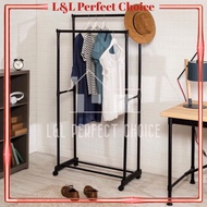 LL PERFECT Powder Coated Double Garment Rack / Cloth Hanger and Shoe Rack / Rak Gantung Baju / Rak Kasut / 双层衣架/布衣架和鞋架