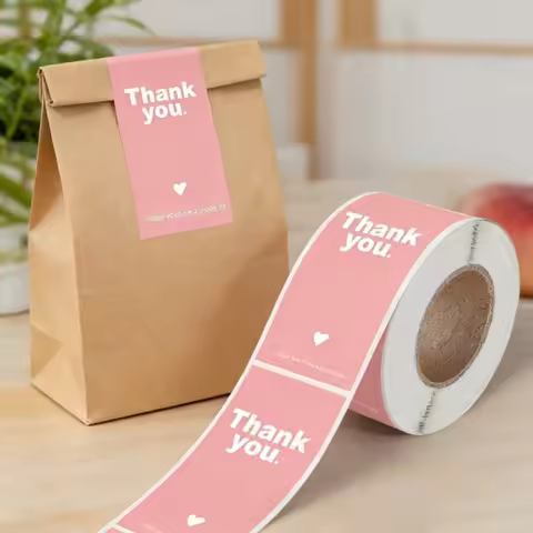 100pcs/roll Creative Rectangular Thank You Sticker Waterproof Envelope Decoration Sealing Sticker De
