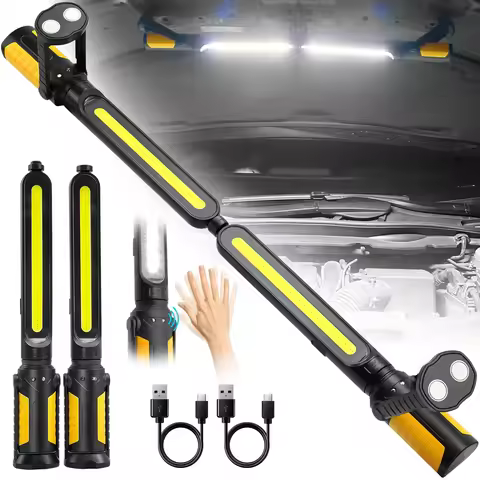 2400LM LED Mechanic LED Work Light 4400mAh Rechargeable Rotary Folding Work Light Bar Magnetic Base 
