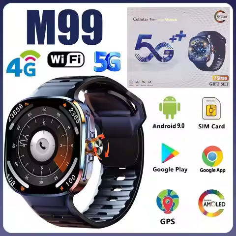 New M99 5G Smartwatch with 2.4-inch AMOLED Screen, Android OS, Rotary Camera Calls, SIM Card & WiFi 