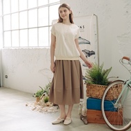 [CUMAR] Elastic Waist Airy Bud Skirt Coffee Gray