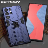 KEYSION เคสเกราะกันกระแทกสำหรับ Samsung S23อัลตร้า S22บวกขาตั้งโทรศัพท์ S21เคส Galaxy S21เป็นพิเศษ +