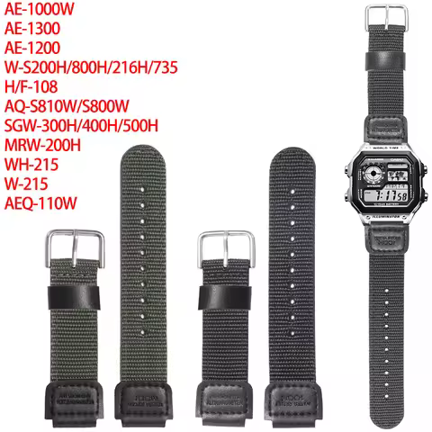 18mm Cloth/Leather Nylon Strap Suitable for Casio AE1200 AE1000 PRG-270 MRW-200H AEQ-110W AQ-S810 Me