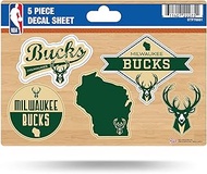 Rico Industries NBA Basketball Milwaukee Bucks 5-PC Sticker Sheet