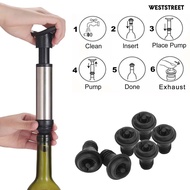 weststreet Red Wine Saver Fresh Preserver Vacuum Air Pump with 6 Silicone Bottle Stoppers