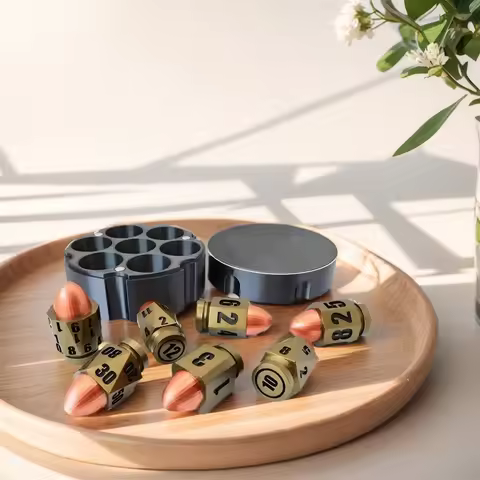 7Pcs Bullets Dice Set 6 Sided Bullets Dice Pub Entertainment Game Props D6 Bullets Dice Set for DND 