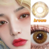 【ready stock & give gifts】2pcs  Colorful  Contact lens Yearly use Brown   degrees0.00-8.00 diameter1