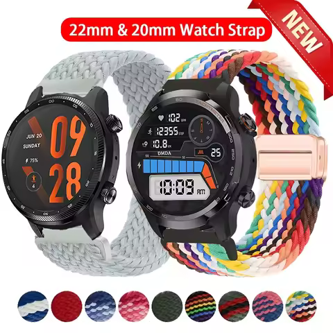 20mm 22mm Braided Solo Loop For TicWatch Pro 3 Ultra GPS LTE Smartwatch Bracelet Band For TicWatch P