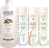 Brazilian Keratin Blowout Straightening Smoothing Hair Treatment 4 Bottles 1000ml Kit Includes Sulfate Free Shampoo Conditioner set by Keratin Research Queratina Keratina Brasilera Tratamiento