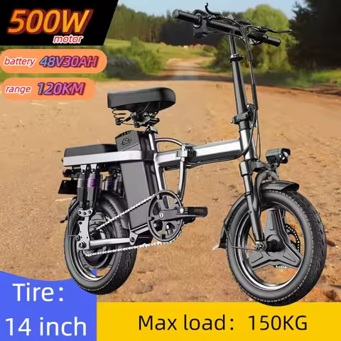 Foldable electric bicycle F12 500W motor 48V30AH battery 14*2.125 inch tire 120KM adult urban commut