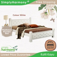 Middleton Queen Size Solid Wood Bed / Katil Kayu / Wooden Pull Out / Solid Wood Bed / Queen Size Bed / SW Harmony Series