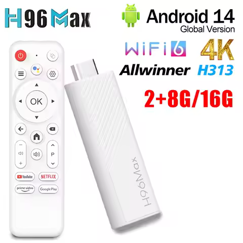 H96 Max H313 Mini TV Stick Allwinner H313 2G 8/16G 4K HD Mini Smart TV Box Android 14 2.4&5G Dual Wi