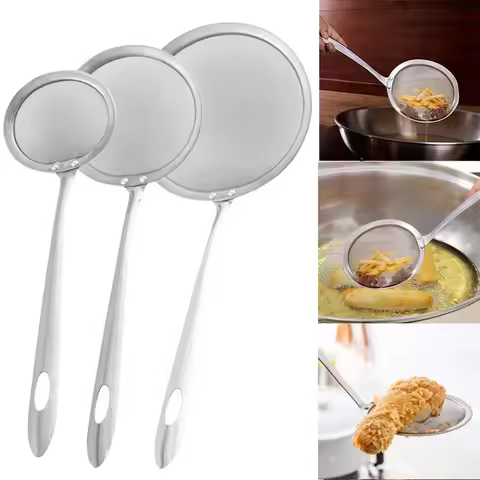 Kitchen Filter Spoon Hot Pot Filter Stainless Steel Fine Mesh Oil Pot Strainer Ladle Skimmer Oval Fi