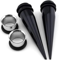 4 Pcs 1g 7mm Stainless Steel Ear Gauge Taper Stretching and Single Flare Plugs Flesh Tunnel Kit with