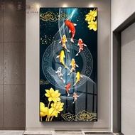 Perilla-New Chinese style Carp Lucky Carp Canvas Fish Goldfish Poster Entrance Home Decoration Pictu