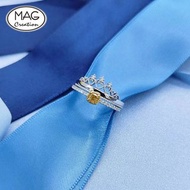 黃鑽系列 | 18K白金鑽石皇冠配黃鑽套戒