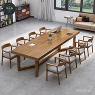 Multi-Person Hotel American Style Negotiation Table Conference Room Large Solid Wood Long Table Natu