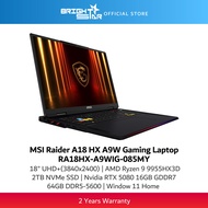 MSI Raider A18 HX A9WIG 085 (18" UHD+(3840x2400)/AMD R9 9955HX3D/64GB (32X2) DDR5/2TB NVME SSD/RTX 5