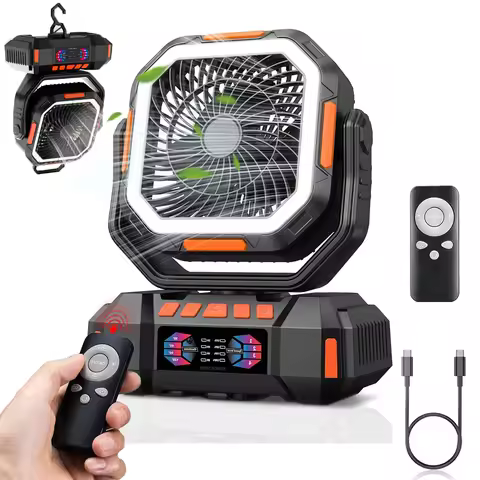 Camping Fan 40000mAh Battery Powered Fan Rechargeable 4 Speeds with LED Lantern - Hanging Portable O