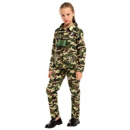 Kids Child Special Forces Soldier Costume for Girls Army Military Camouflage Occupation Uniform Game Role Play Fancy Dress