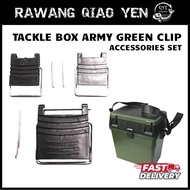 TACKLE BOX ARMY GREEN  CLIP ACCESSORIES SET