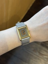 Cartier Tank 經典石英手錶（金包銀） 附皮錶帶