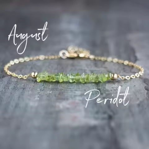 August Birthstone Bracelet, Healing Crystal Jewelry, Raw Peridot Bracelet, Gift for Women, Crystal B