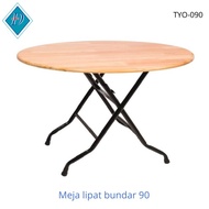 Meja Lipat Bundar (Kayu Karet) 90 cm