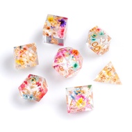 1-7pcs DND Flower Solid Resin Dice Set Multi-sided Polyhedral Dice for D&D Game COC Role Playing RPG