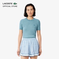 Lacoste Women Washed Effect Cable Knit Sweater Join The Lacoste Game Sweater - Lifestyle (Blue) - AF