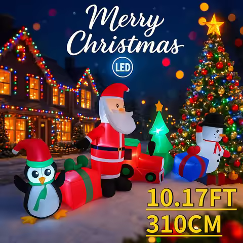 10.17FT Christmas Inflatable Toys LED Santa Snowman penguin Tree Set Supplies Home Ornament Festive