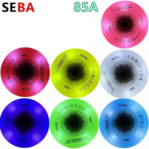 85A SEBA LED Wheel Luminous Roller Skating Wheels 4 beads 72mm 76mm 80mm Flash Tires for SEBA HV Hig