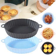 18.5cm Air Fryers Oven Baking Tray Fried Chicken Basket Mat AirFryer Silicone Pot Round Replacemen Grill Pan Accessories