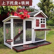 ST/💟Outdoor Solid Wood Waterproof and Sun Protection Rabbit House Rabbit Cage Rabbit House Pigoen Cage Cat Villa Home Ou