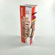 Wooden Building Blocks Fun Party Game 51 Blocks Cute