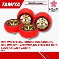 Tamiya Mini 4WD Special Project Full Cowling Mini 4WD 30th Anniversary Red Slick Tires & Gold-Plated