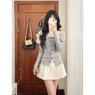 knitwear woman baggy cute knitwear knitwear woman plus size Gray One-Shoulder Knitwear Sweater for W