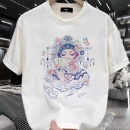 2024 Summer New Men's Chinese Stylish Opera Art Character Printed Short Sleeve Cotton Plus Size T-Sh