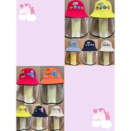 KIDS EMOJI / ROBOT PROTECTIVE HAT WITH ZIPPER REMOVABLE TRANSPARENT FACE SHIELD [READY STOCK]
