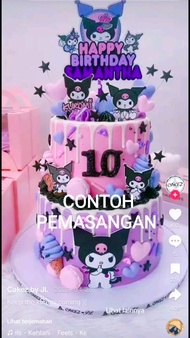 Topper Cake Kuromi gratis tambah nama usia dan foto/hiasan kue