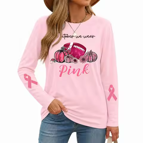 Breast Cancer Shirts For Women In October We Wear Pink Football Tshirts