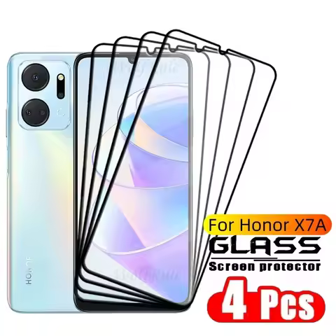 4pcs For Honor X7a Glass Honor X7a Tempered Glass Protective Full Cover Glue 9H HD For Screen Protec