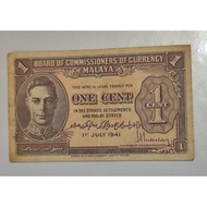 1941 1c 1 cent straits settlement Malaya KGVl VF