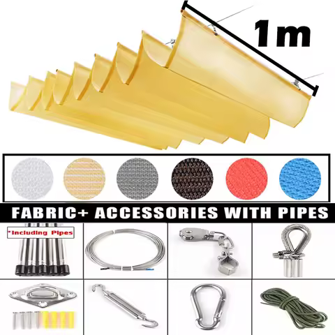 Width 1m Telescopic Wave Sunshade Sail Summer Pergola Waterproof Sun Canopy Swimming Pool Retractabl