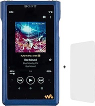MITER CASE Compatible with Sony NW-WM1AM2 / NW-WM1ZM2 Walkman , Hand Crafted PU Leather Case Cover + a Screen Protector for WM1AM2 WM1ZM2 (Navy)